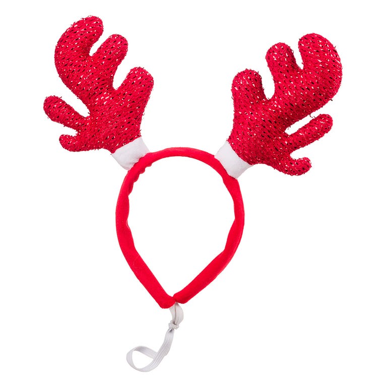 House of Paws Red Sparkle Antlers Headband image 1